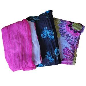 Lot of 3 Vintage Y2K Scarves Kirra Rose Floral Lightweight Scarf Pink Blue Black